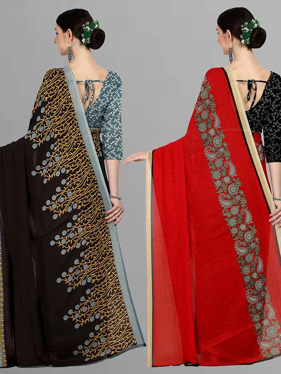 pack of 2 printed casual wear saree with blouse - 21435919 -  Standard Image - 1
