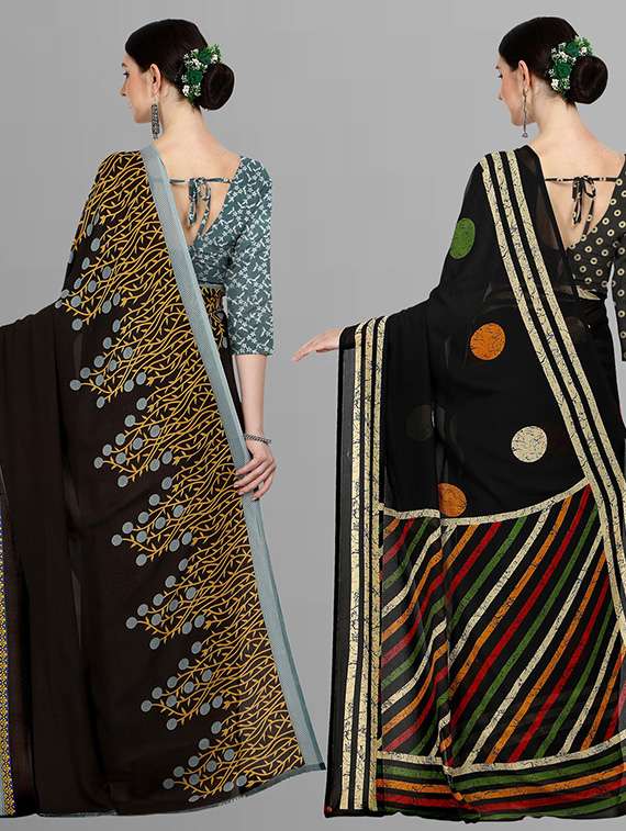 women pack of 2 printed casual sarees - 21435934 -  Standard Image - 1
