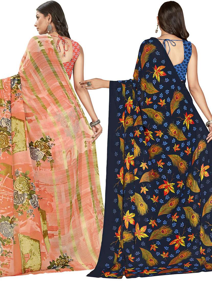 women pack of 2 printed casual sarees - 21435948 -  Standard Image - 1