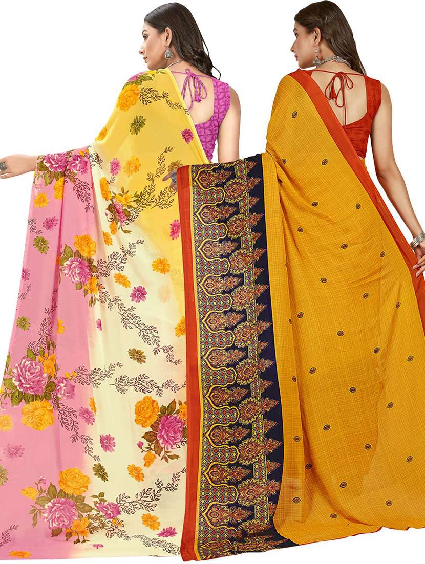 pack of 2 printed casual wear saree with blouse - 21435952 -  Standard Image - 1