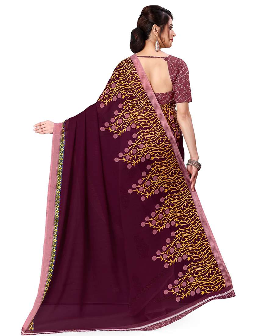 women mauve printed georgette saree with blouse - 21436320 -  Standard Image - 1