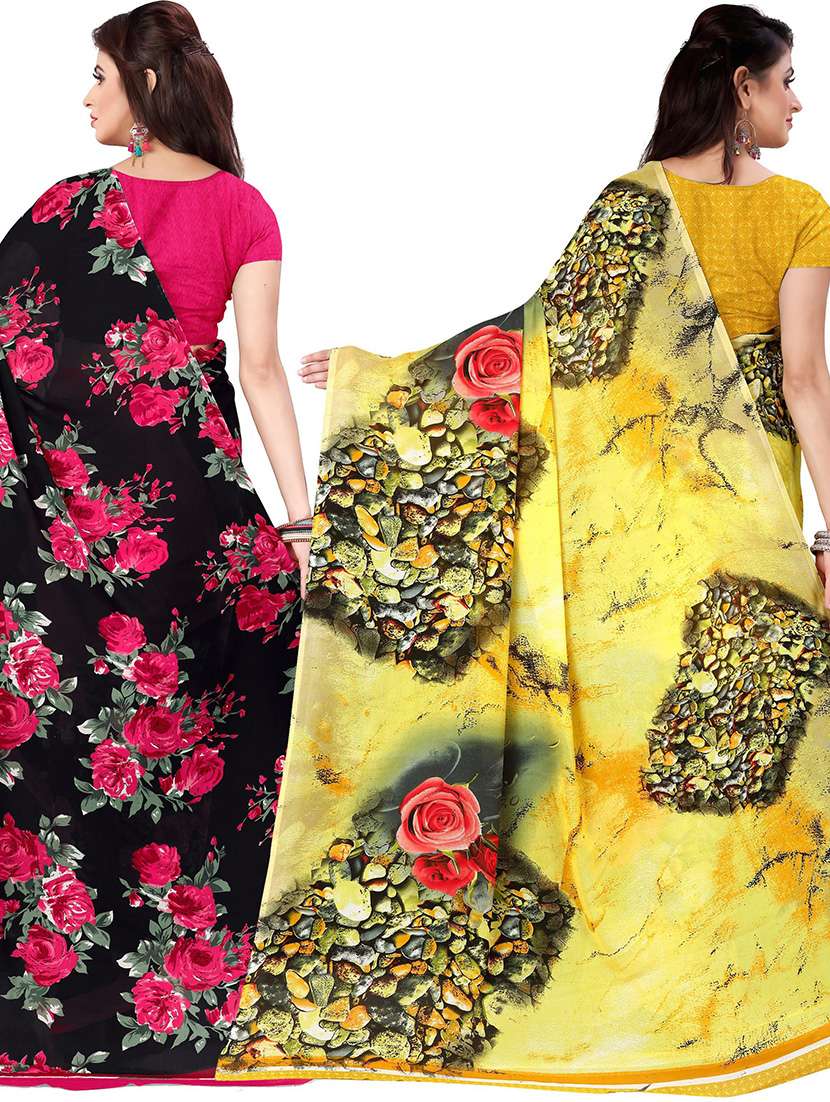 pack of 2 printed sarees - 21436337 -  Standard Image - 1