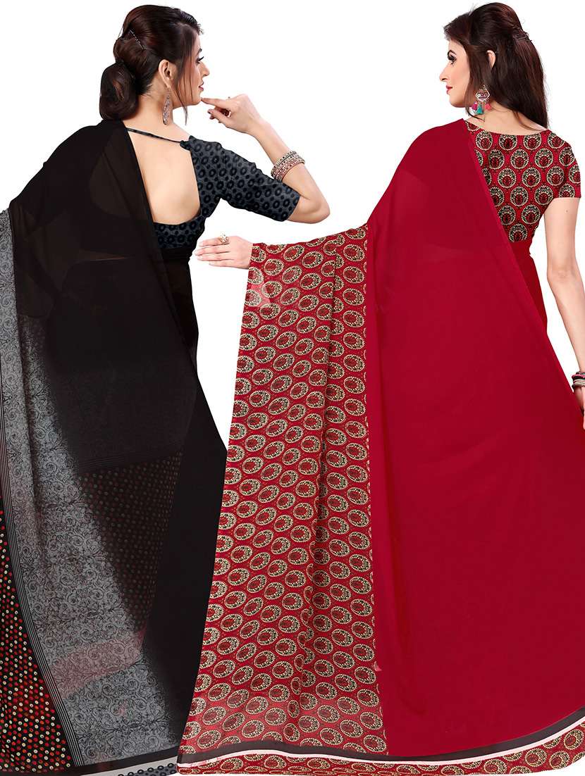 pack of 2 printed casual wear sarees - 21436395 -  Standard Image - 1