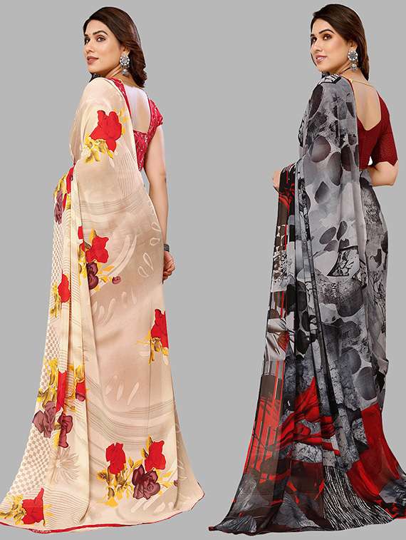 pack of 2 printed casual wear saree with blouse - 21439657 -  Standard Image - 1