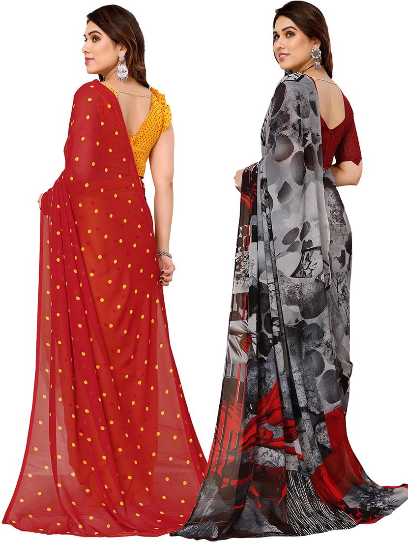 pack of 2 women printed sarees with blouse - 21439661 -  Standard Image - 1