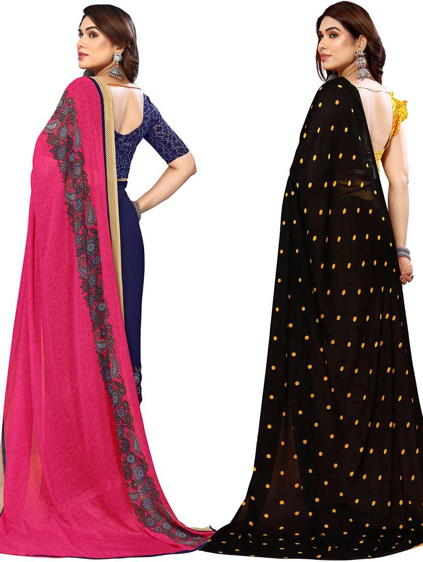 pack of 2 printed casual wear sarees with blouse - 21439667 -  Standard Image - 1