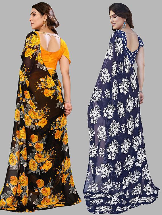 pack of 2 printed casual wear saree with blouse - 21439700 - Standard Image - 1