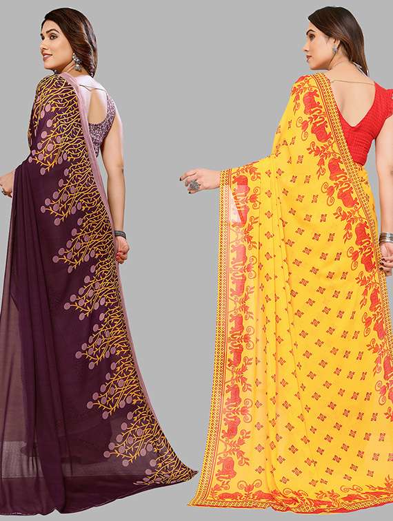 pack of 2 printed casual wear sarees - 21439702 -  Standard Image - 1