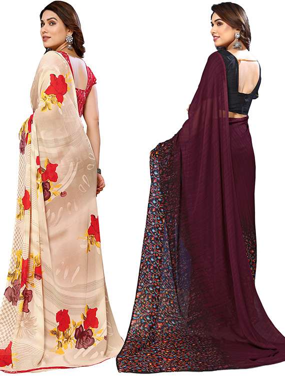 women pack of 2 casual wear sarees - 21439724 -  Standard Image - 1