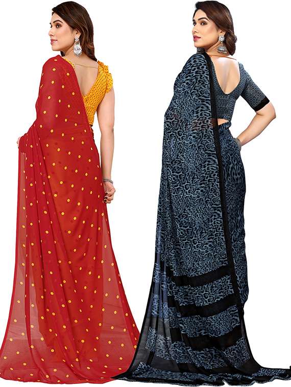 pack of 2 casual wear combo sarees with blouse - 21439738 -  Standard Image - 1