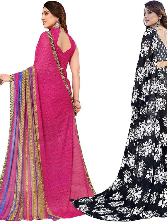 pack of 2 casual wear combo sarees with blouse - 21439739 -  Standard Image - 1