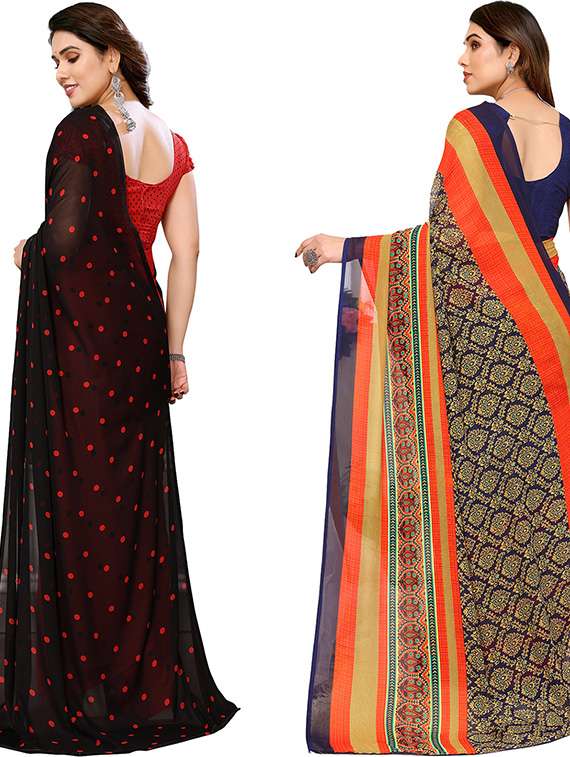 pack of 2 printed casual wear saree with blouse - 21439755 -  Standard Image - 1