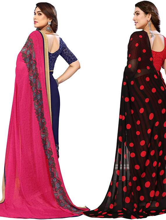 women pack of 2 printed casual sarees with blouse - 21439765 -  Standard Image - 1