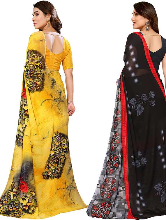 women pack of 2 printed casual sarees with blouse - 21439768 -  Standard Image - 1
