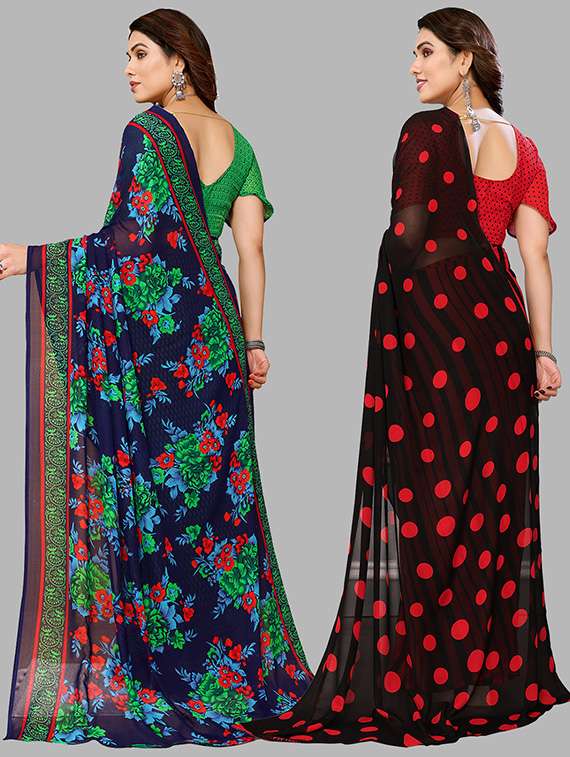 pack of 2 printed casual wear sarees - 21439769 -  Standard Image - 1