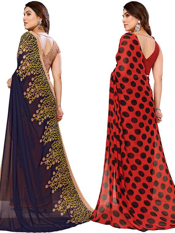 Pack Of 2 Printed Sarees With Blouse - 21439773 -  Standard Image - 1
