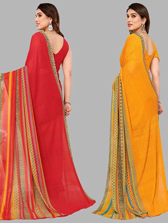 Pack Of 2 Printed Casual Wear Sarees With Blouse - 21439789 -  Standard Image - 1