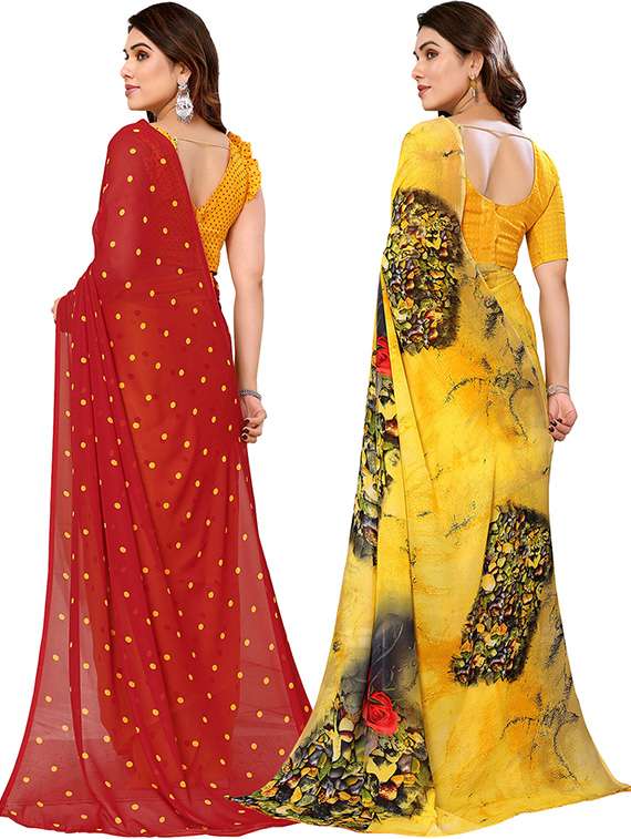 pack of 2 printed casual wear saree with blouse - 21439790 -  Standard Image - 1