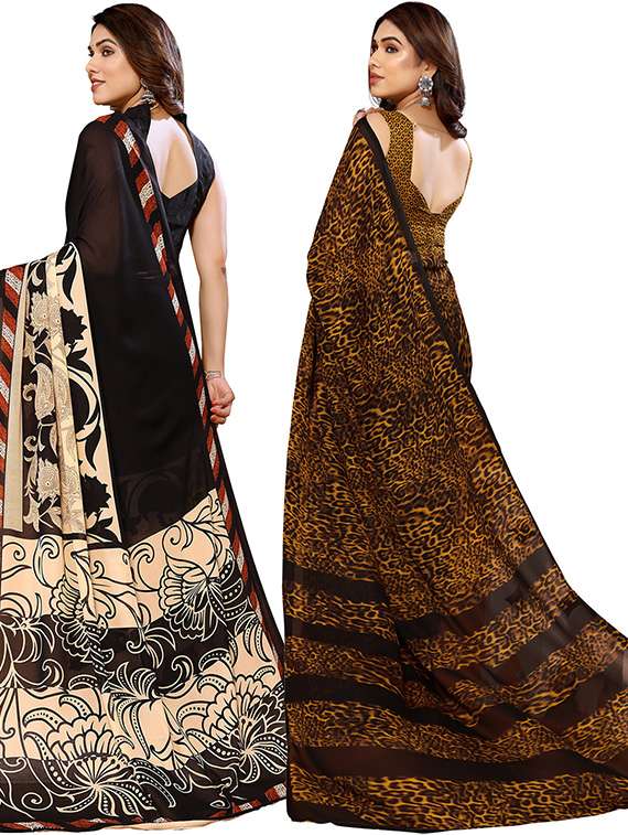 pack of 2 printed casual wear saree with blouse - 21439812 -  Standard Image - 1