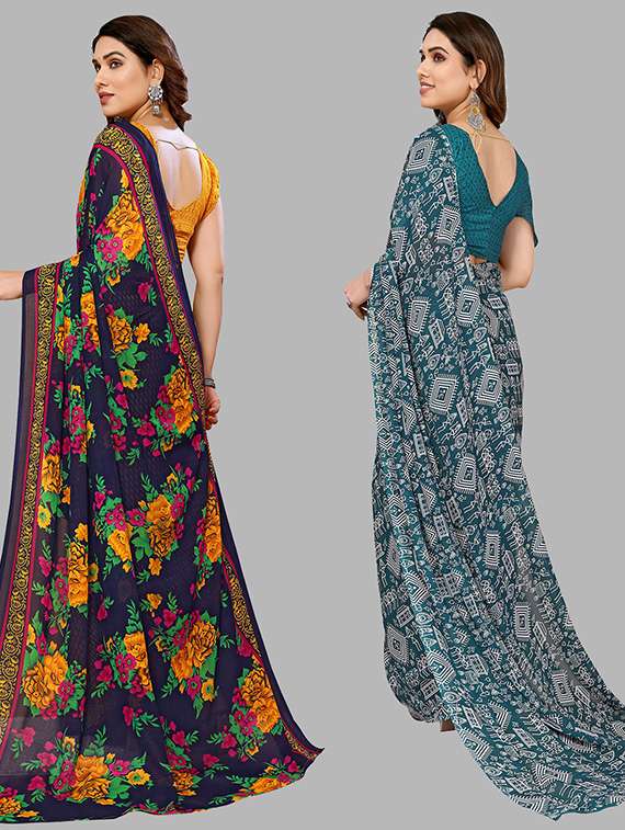 women pack of 2 printed casual sarees - 21439843 -  Standard Image - 1