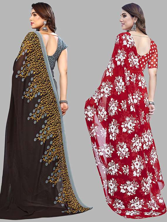 pack of 2 printed casual wear sarees with blouse - 21439887 -  Standard Image - 1