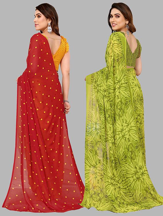 pack of 2 printed sarees with blouse - 21439892 - Standard Image - 1
