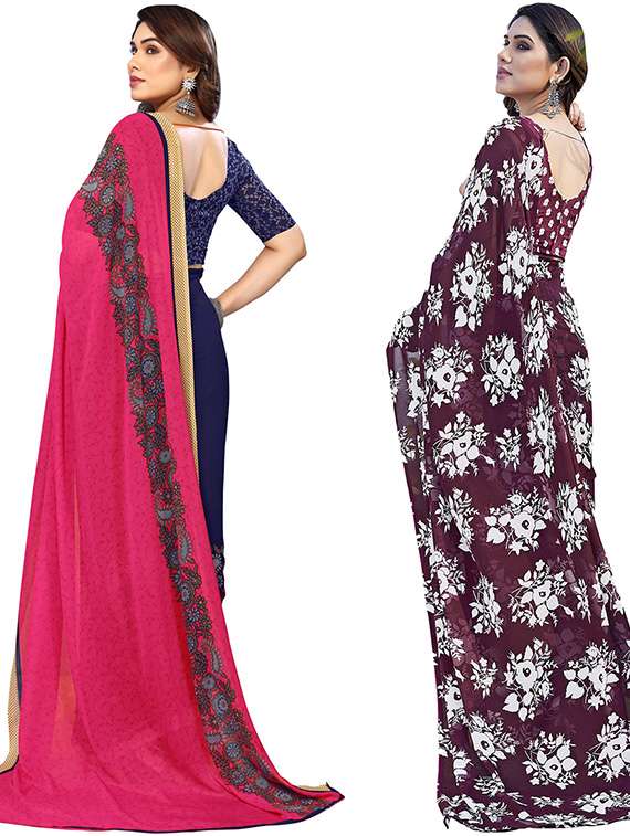 pack of 2 printed sarees - 21439895 -  Standard Image - 1
