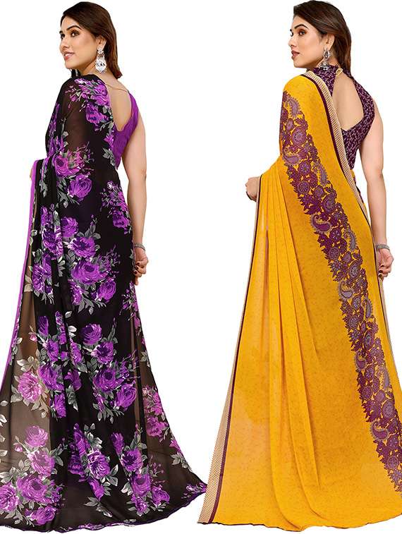 pack of 2 casual wear combo sarees with blouse - 21439902 -  Standard Image - 1