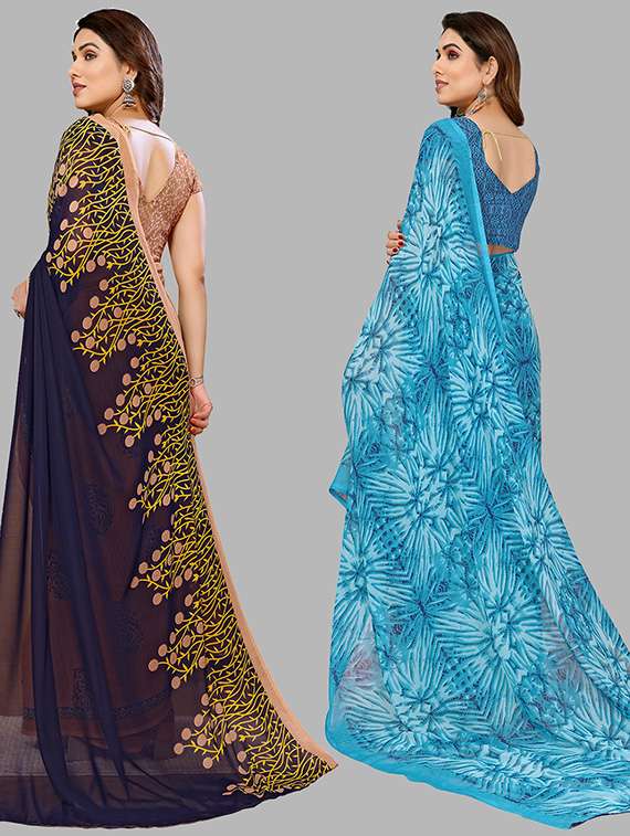 women pack of 2 casual wear sarees with blouse - 21439903 -  Standard Image - 1