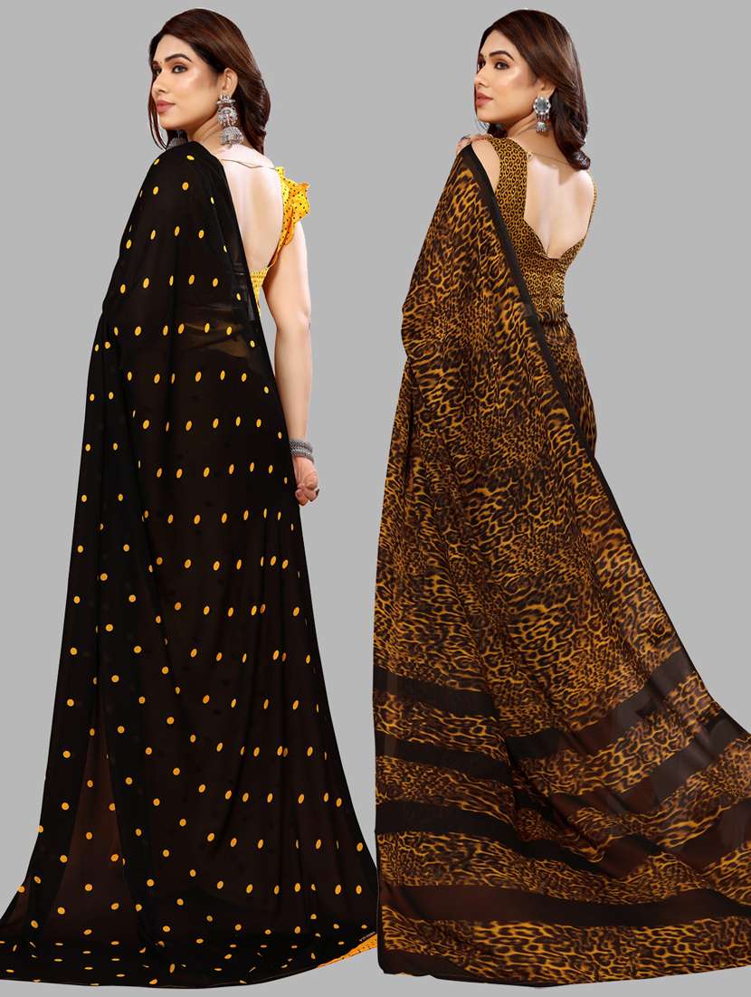 pack of 2 printed casual wear sarees with blouse - 21439925 -  Standard Image - 1