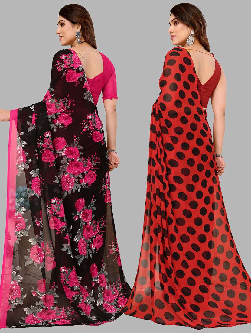 pack of 2 printed casual wear saree with blouse - 21439929 -  Standard Image - 1
