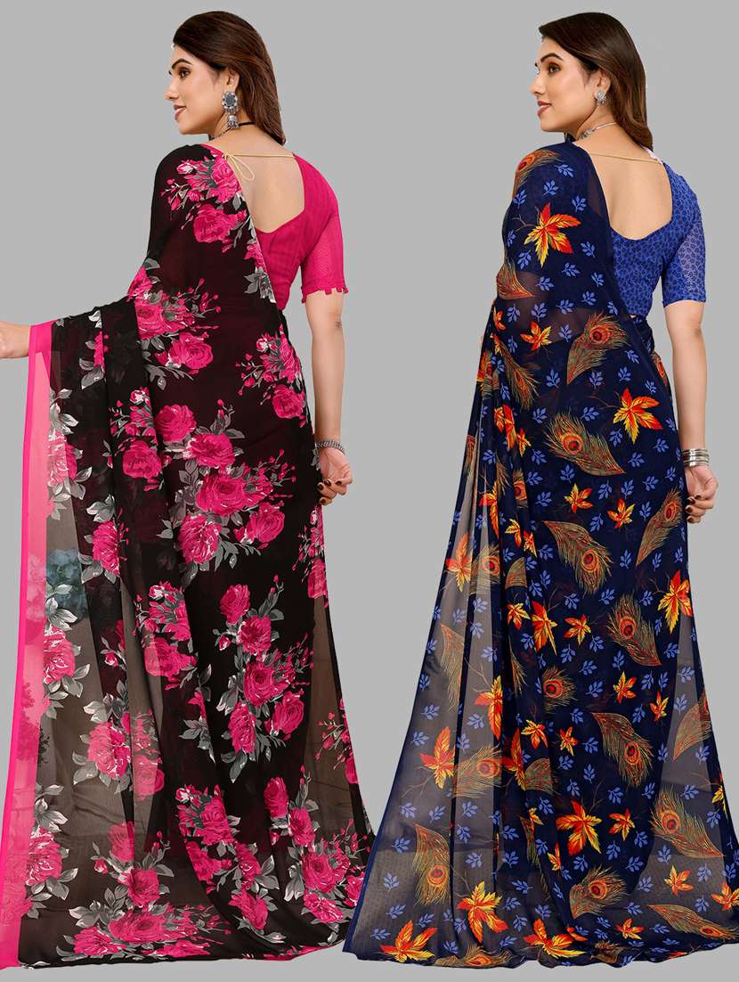 pack of 2 casual wear combo sarees with blouse - 21439940 -  Standard Image - 1