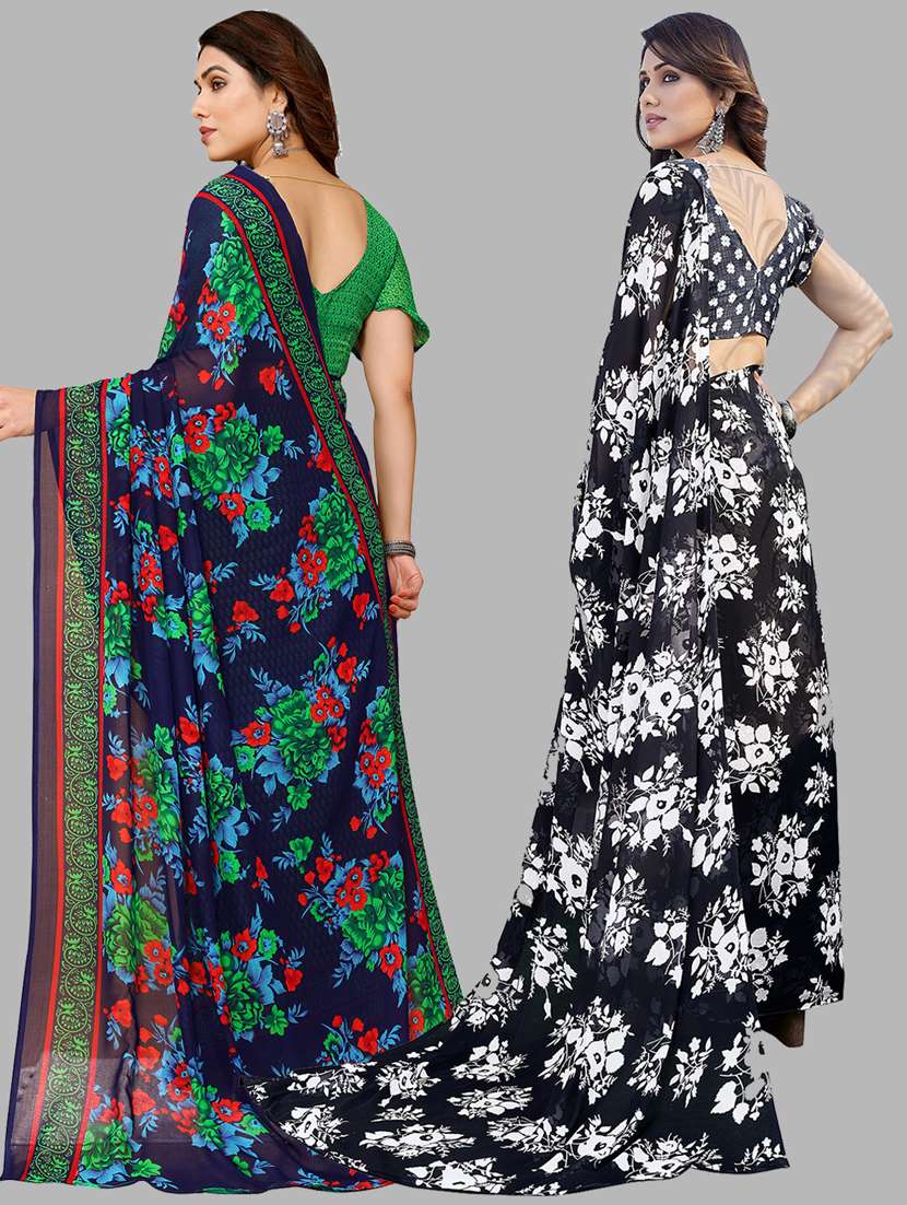 women pack of 2 casual wear sarees with blouse - 21439987 -  Standard Image - 1