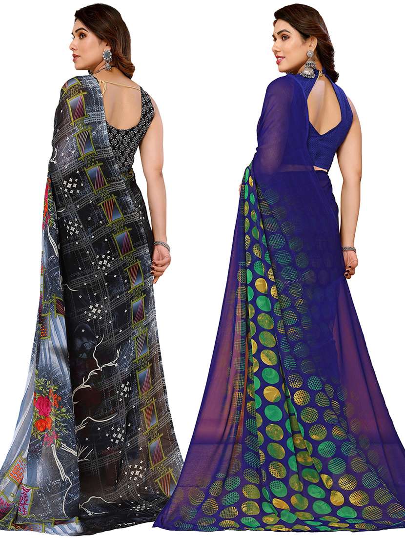 pack of 2 casual wear combo sarees with blouse - 21440011 -  Standard Image - 1