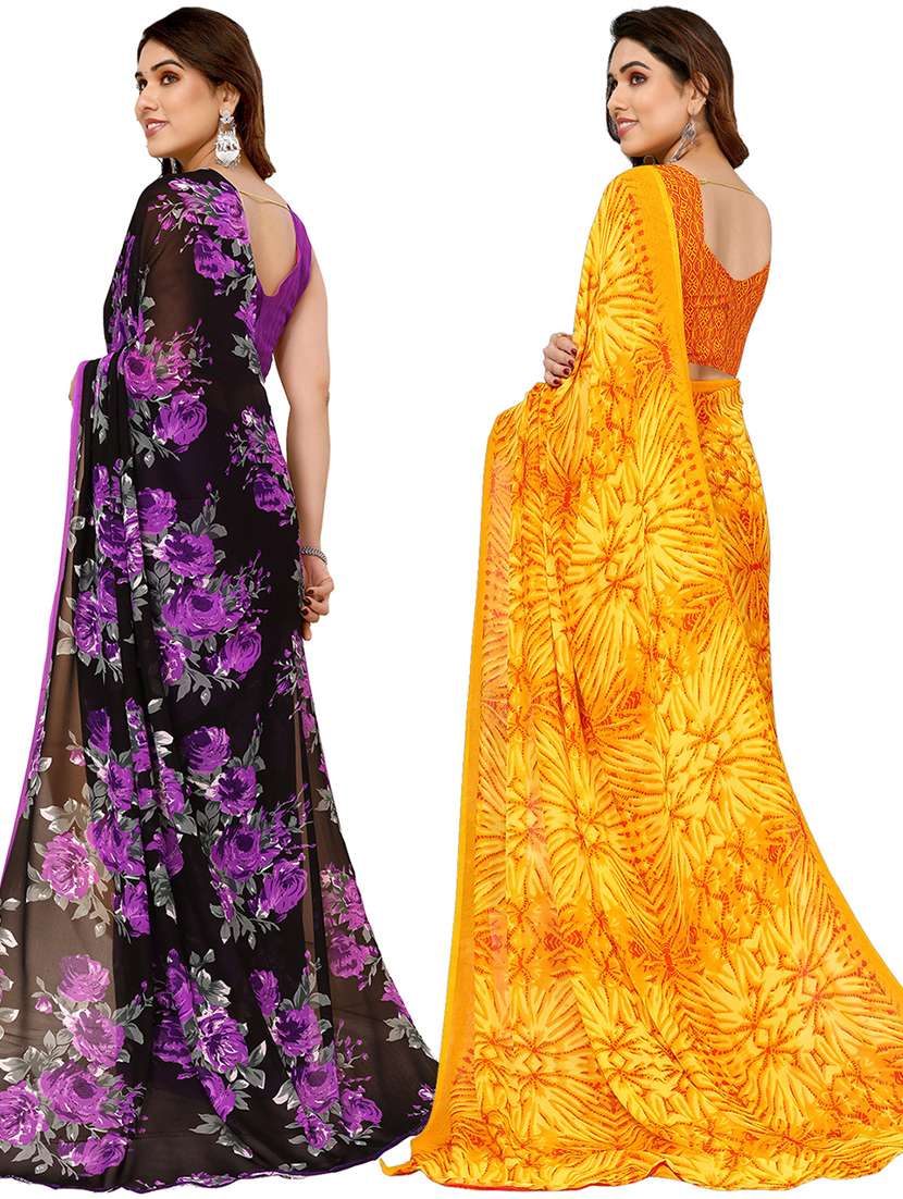 pack of 2 printed casual wear sarees with blouse - 21440026 -  Standard Image - 1