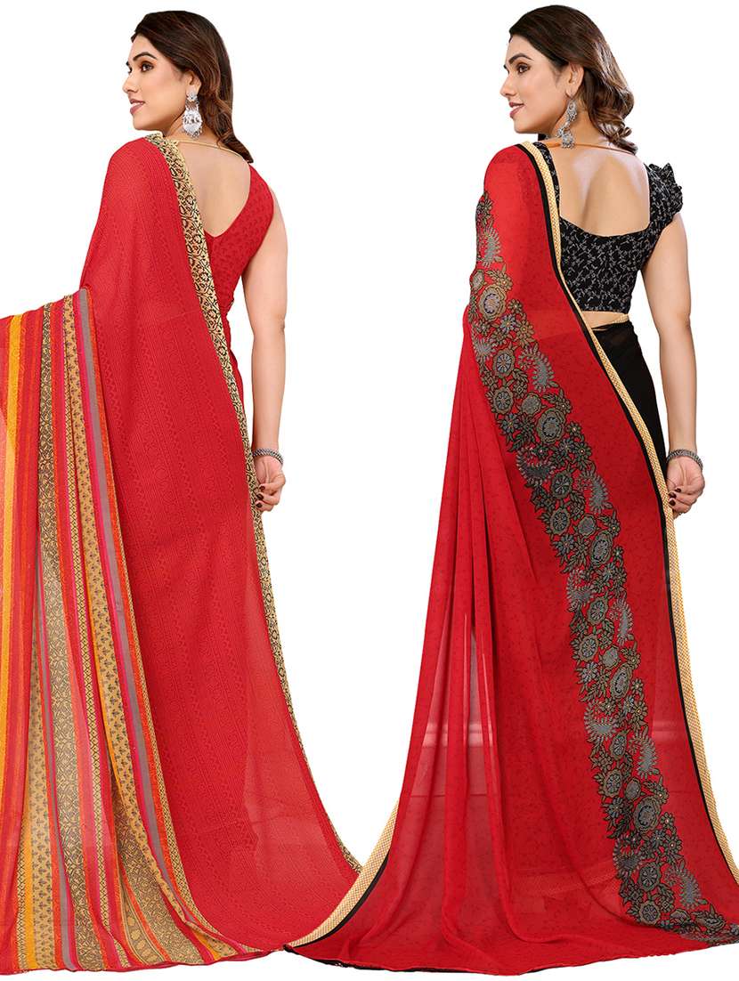 pack of 2 casual wear combo sarees with blouse - 21440027 -  Standard Image - 1