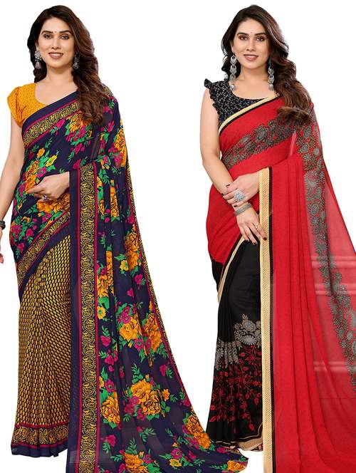 Pack Of 2 Printed Casual Wear Sarees With Blouse