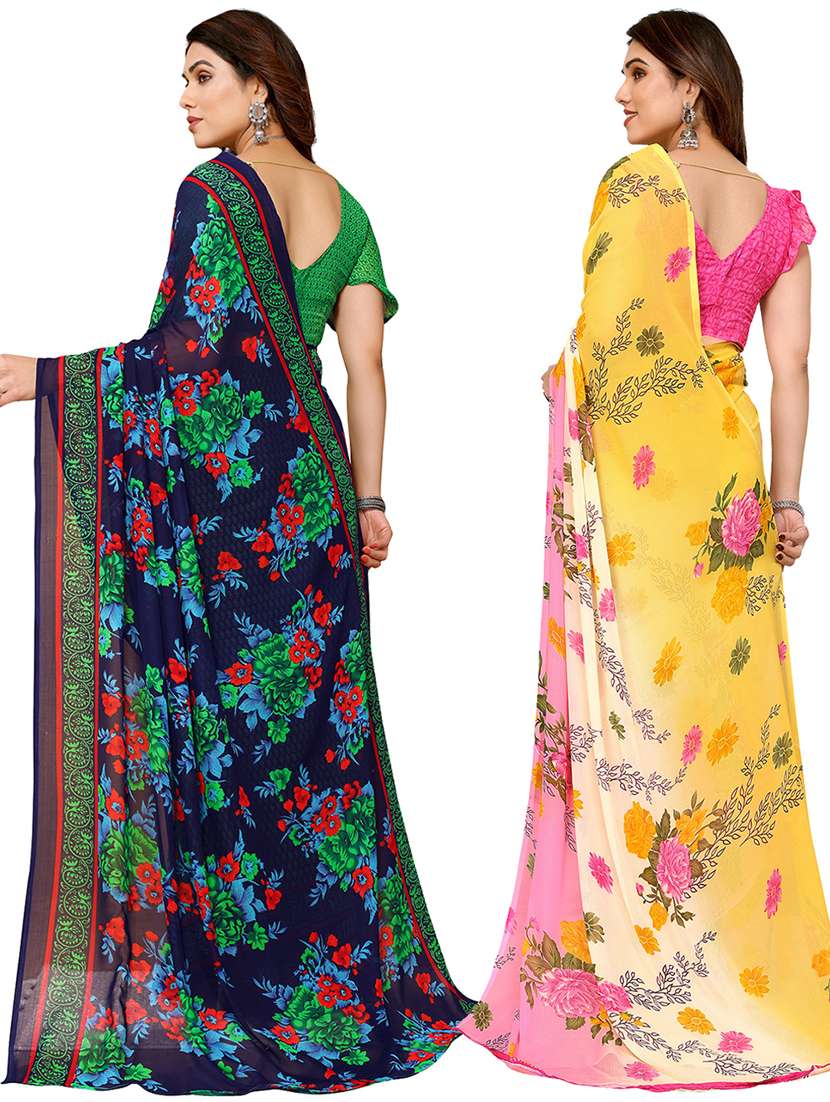 pack of 2 printed sarees with blouse - 21440047 -  Standard Image - 1