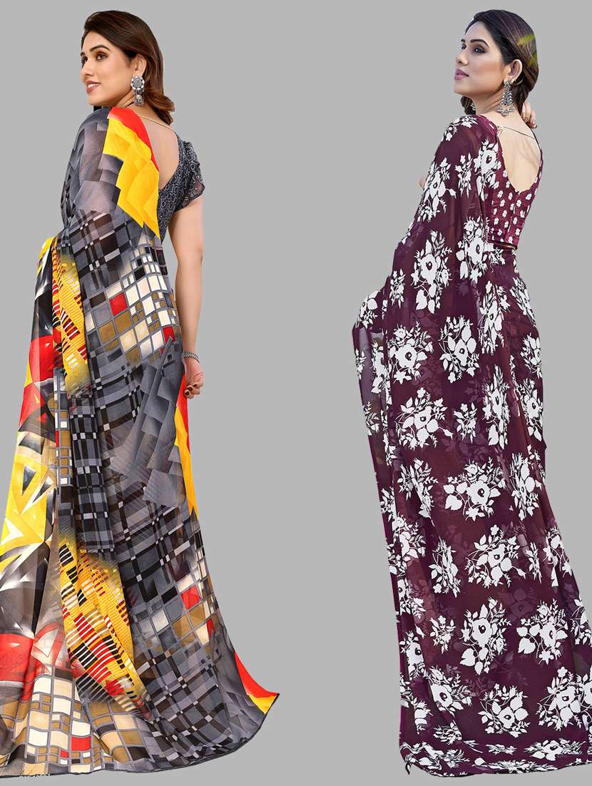 women pack of 2 casual wear sarees with blouse - 21440073 -  Standard Image - 1