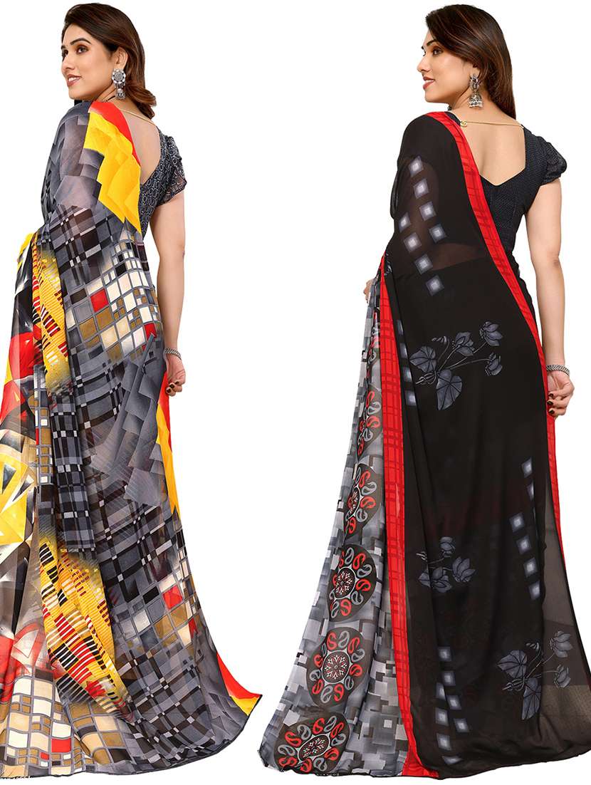 pack of 2 casual wear combo sarees with blouse - 21440085 -  Standard Image - 1