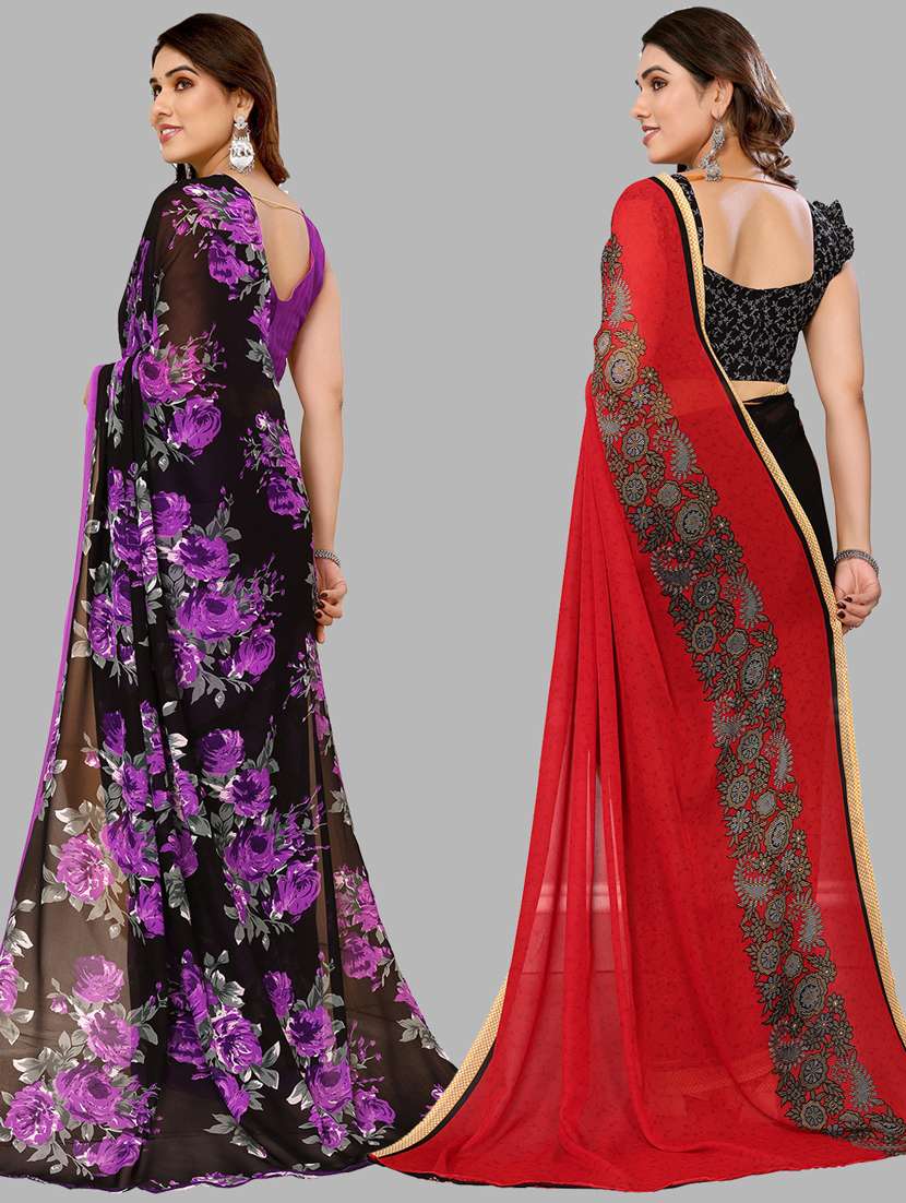 pack of 2 casual wear combo sarees with blouse - 21440123 -  Standard Image - 1