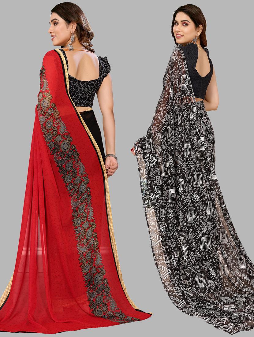 women pack of 2 printed casual sarees - 21440160 -  Standard Image - 1