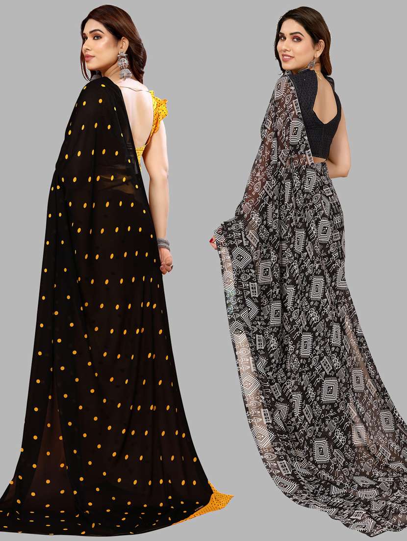 pack of 2 printed casual wear sarees with blouse - 21440162 -  Standard Image - 1