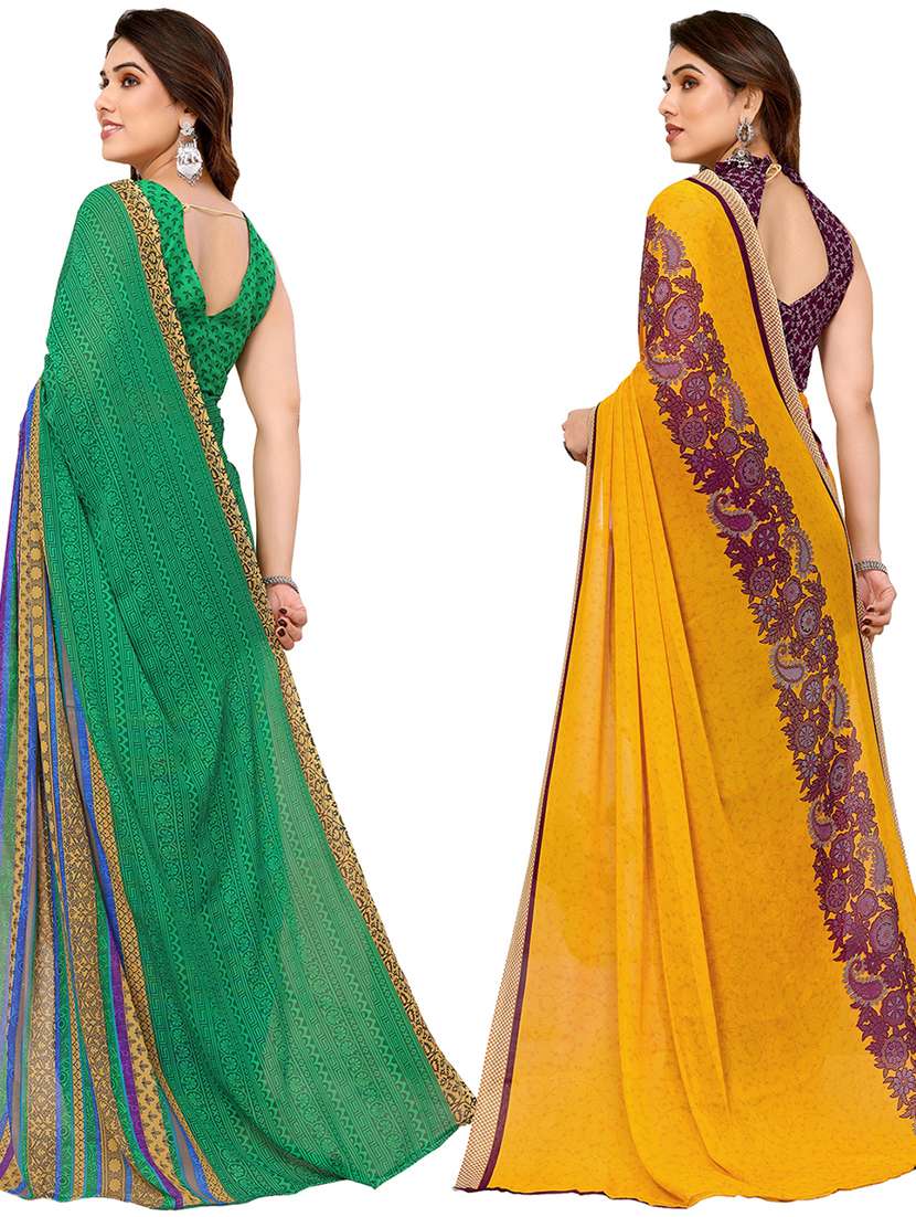 pack of 2 printed casual wear sarees - 21440174 -  Standard Image - 1
