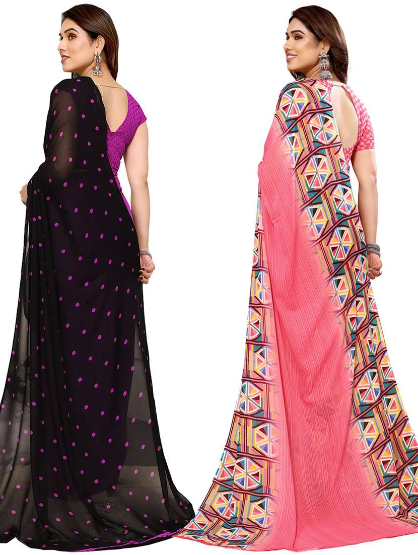 pack of 2 printed casual wear sarees - 21440176 -  Standard Image - 1