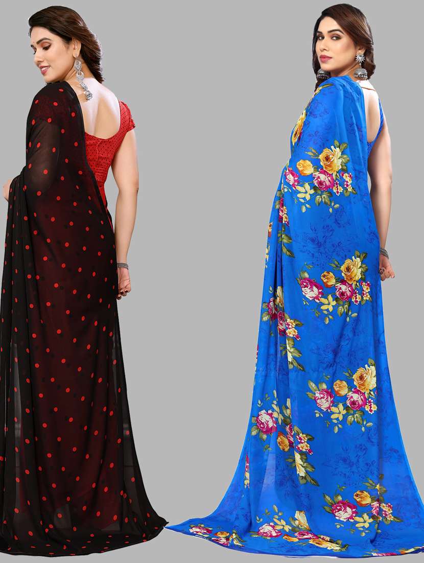pack of 2 printed casual wear saree with blouse - 21440222 -  Standard Image - 1