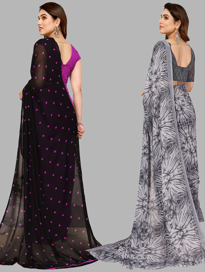 women pack of 2 casual wear sarees with blouse - 21440226 -  Standard Image - 1