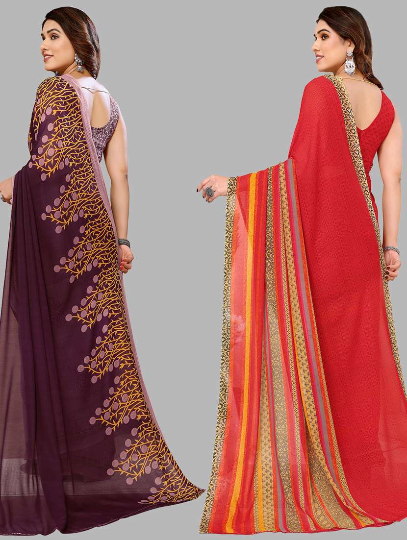 pack of 2 printed casual wear sarees with blouse - 21440249 -  Standard Image - 1
