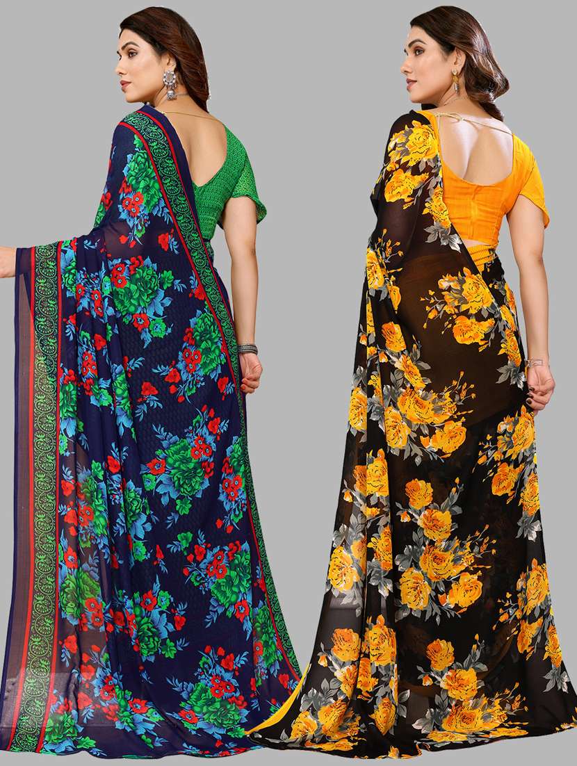 pack of 2 women printed sarees with blouse - 21440258 -  Standard Image - 1