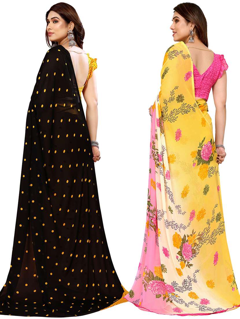 pack of 2 printed sarees with blouse - 21440266 -  Standard Image - 1